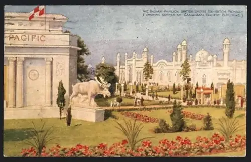 AK Wembley, British Empire Exhibition, The Indian Pavilion, Showing Corner of Canadian Pacific Building