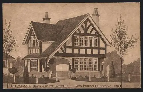 AK London, Japan-British Exhibition 1910, Oetzmann`s Black-White Cottage