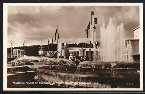 AK Glasgow, Empire Exhibition 1938, Fountain Palace of Engineering