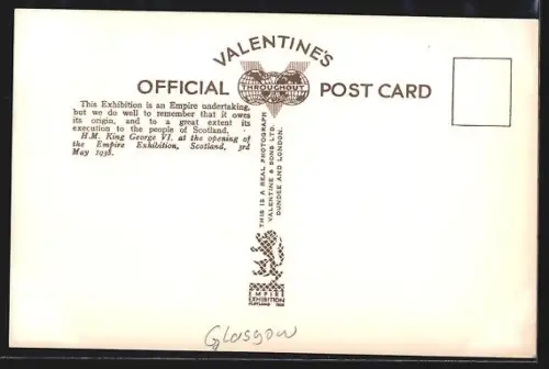 AK Glasgow, Empire Exhibition 1938, Kingsway