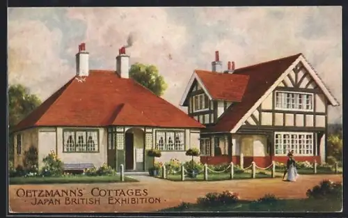 Künstler-AK London, Japan British Exhibition, Oetzmann's Bungalow Cottages