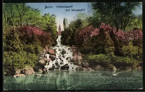 AK Berlin-Kreuzberg, Viktoriapark, Wasserfall