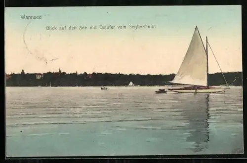 AK Berlin-Wannsee, Blick auf den See mit Ostufer vom Segler-Heim
