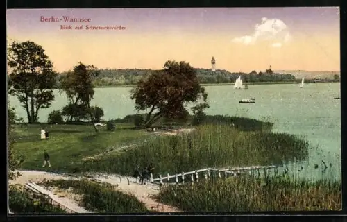 AK Berlin-Wannsee, Blick auf Schwanenwerder
