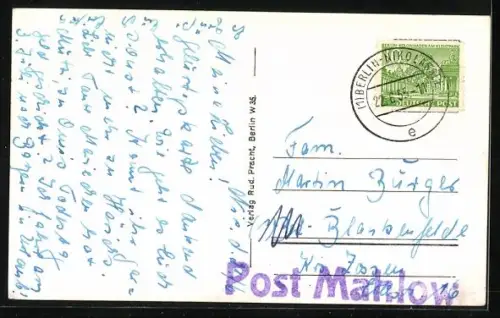 AK Berlin, Am Schlachtensee, Seeufer mit Bootsanleger und Parkanlage