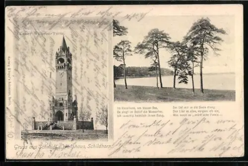 AK Berlin-Grunewald, Schildhorn, Kaiser Wilhelm-Turm, Gasthaus Schildhorn