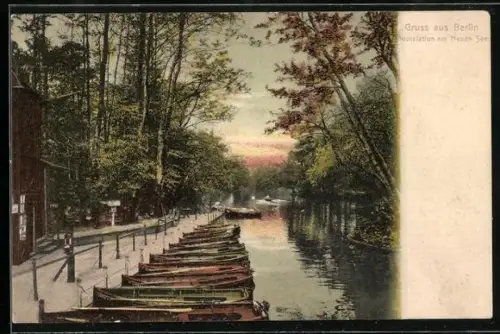 AK Berlin-Tiergarten, Bootsstation am Neuen See