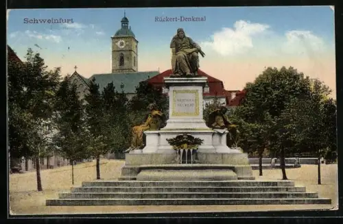 AK Schweinfurt, Rückert-Denkmal, Kirche
