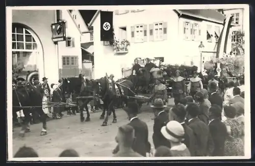 AK Ebingen, Strassenpartie mit Pferdewagen, 