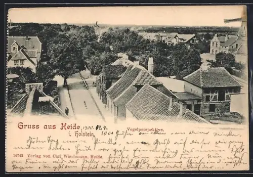 AK Heide /Holstein, Teilansicht mit Strasse aus der Vogelschau