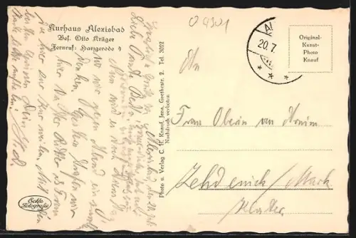 AK Alexisbad im Harz, Bahn-Gasthaus mit VDI-Denkmal