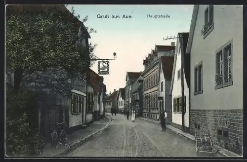 AK Durlach-Aue, Hauptstrasse, heute Westmarkstrasse, mit Gasthof Schwanen