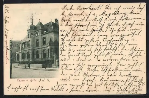 AK Essen a. Ruhr, Industriellen-Villa mit Strassenpartie