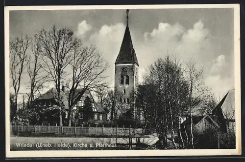 AK Wriedel /Lüneb. Heide, Kirche, Pfarrhaus