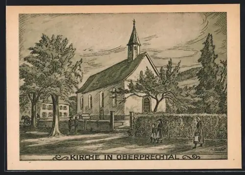 Künstler-AK Oberprechtal, Kirche