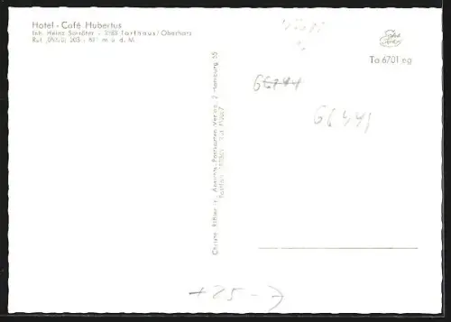 AK Torfhaus /Oberharz, Hotel Café Hubertus, Inh. Heinz Schröter