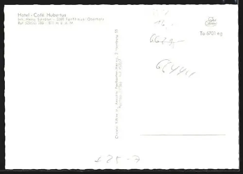 AK Torfhaus /Oberharz, Hotel Café Hubertus, Inh. Heinz Schäfer, Tankstelle, Winteransicht