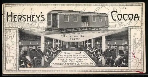 AK Hershey`s Kakaoherstellung, Kuhstall und Strassenbahn