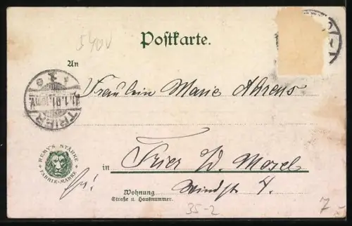 Lithographie Koblenz, Kaiser-Wilhelm-Denkmal