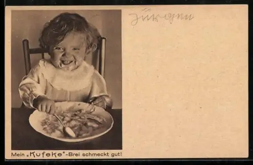 AK Reklame für Kufeke-Brei mit Kleinkind