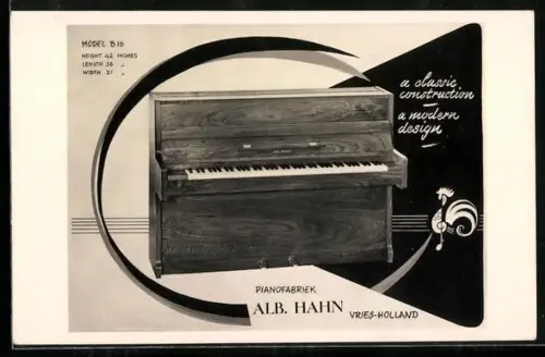 AK Vries, Reklame für ein Klavier der Pianofabrik Alb. Hahn