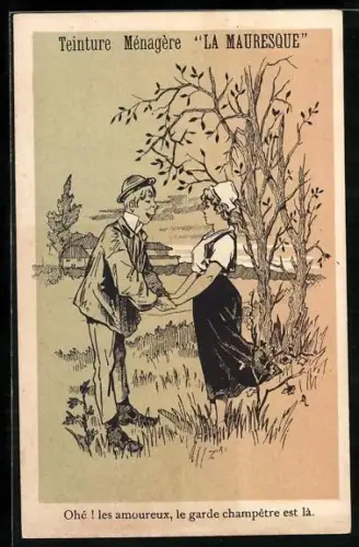 AK Teinture Ménagère La Mauresque, Reklame, Junges Paar im Grünen