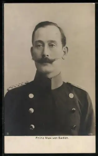 AK Prinz Max von Baden, Brustportrait in Uniform