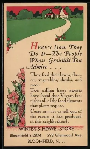 AK Reklame für Dünger und Gartenutensilien von Vigoro