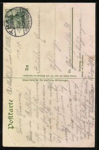 Lithographie Porträt von Turnvater Jahn mit Turnern und Reichsflagge