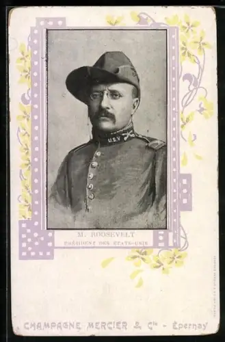 AK Präsident der USA Roosevelt in Militäruniform