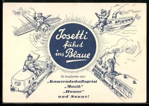 AK Reklame für den Tabakhersteller Josetti mit rauchenden Bären