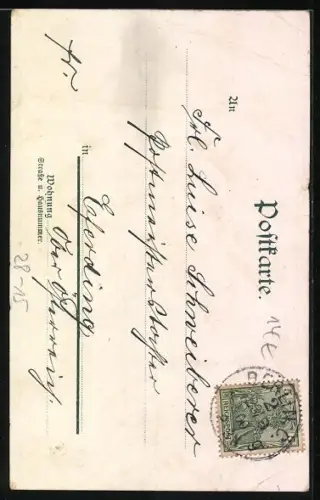 Glitzer-Perl-Künstler-AK Hänsel und Gretel mit anderen Menschen im Wald