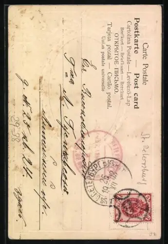 Foto-Collage-AK Junge Frau im taillierten Kleid mit Gold umrahmt