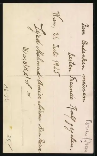 Foto-AK Sejed Mahmud Amier Miran Ben Reza in persischer Tracht vor Studiokulisse