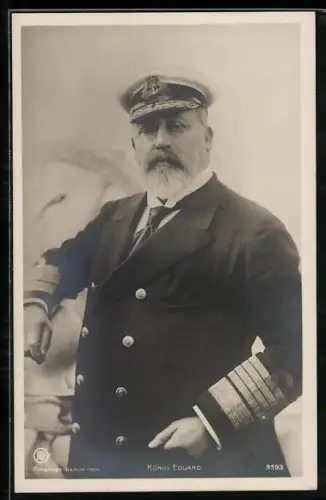 AK König Eduard von England in Uniform mit Kapitänsmütze