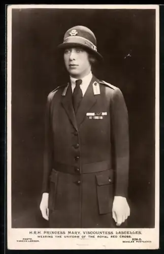 AK Princess Mary, Viscountess Lascelles, Wearing the Uniform of Royal Red Cross