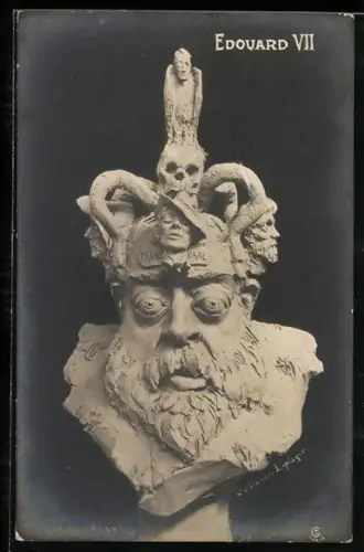 AK La Vraie Couronne, Skulptur von Edward VII. von England mit Totenkopf und Aufschrift Transvaal