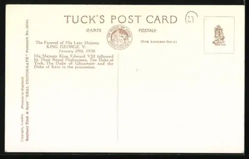 AK Edward VIII. bei der Beerdigung von König George V. von England 1936
