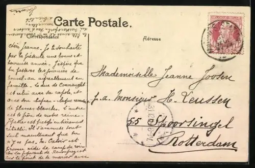 AK Roi Albert, 23 decembre 1909, Le du de Connaught et le prince Ruprecht de Baviere, König von Belgien auf Pferd