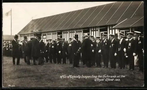 AK His Majesty Inspecting the Veterans at the Royal Show 1913