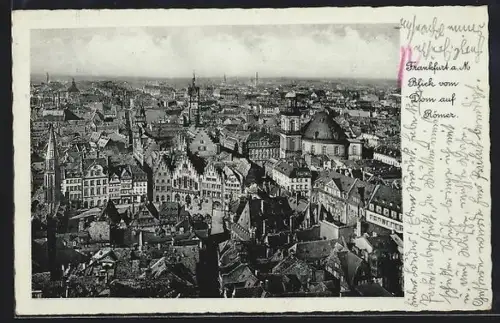AK Alt-Frankfurt, Blick vom Dom auf Römer