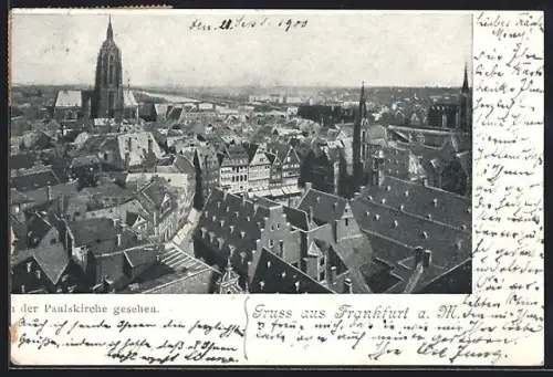 AK Alt-Frankfurt, Blick von der Paulskirche auf Dom und Altstadt