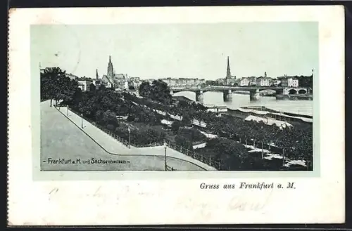 AK Frankfurt a. M., Mainufer und Sachsenhausen