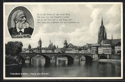 AK Alt-Frankfurt, Neue alte Brücke, Dom, F. Stoltze
