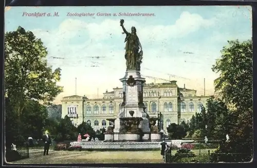 AK Frankfurt-Ostend, Zoologischer Garten, Schützenbrunnen