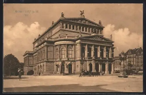 AK Frankfurt a. M., Oper mit Denkmal