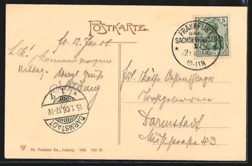 AK Frankfurt a. M., Oper mit Denkmal