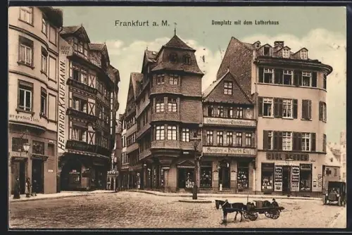 AK Alt-Frankfurt, Domplatz mit dem Lutherhaus