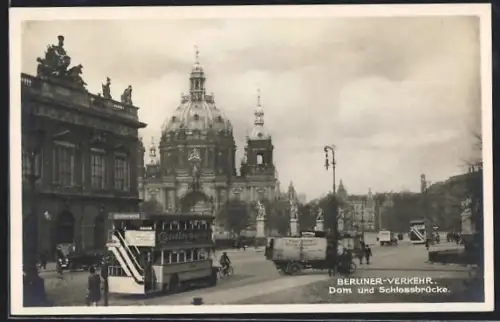 AK Berlin, Dom, Schlossbrücke, Berliner Verkehr