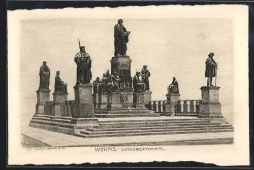 Künstler-AK Worms, Das Lutherdenkmal